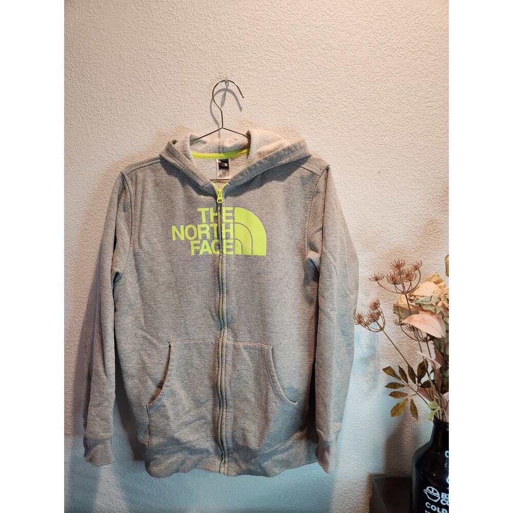 The North Face Boys XL (18/20) Gray Hoodie Full-Zip Fleece Neon " Regular Fit